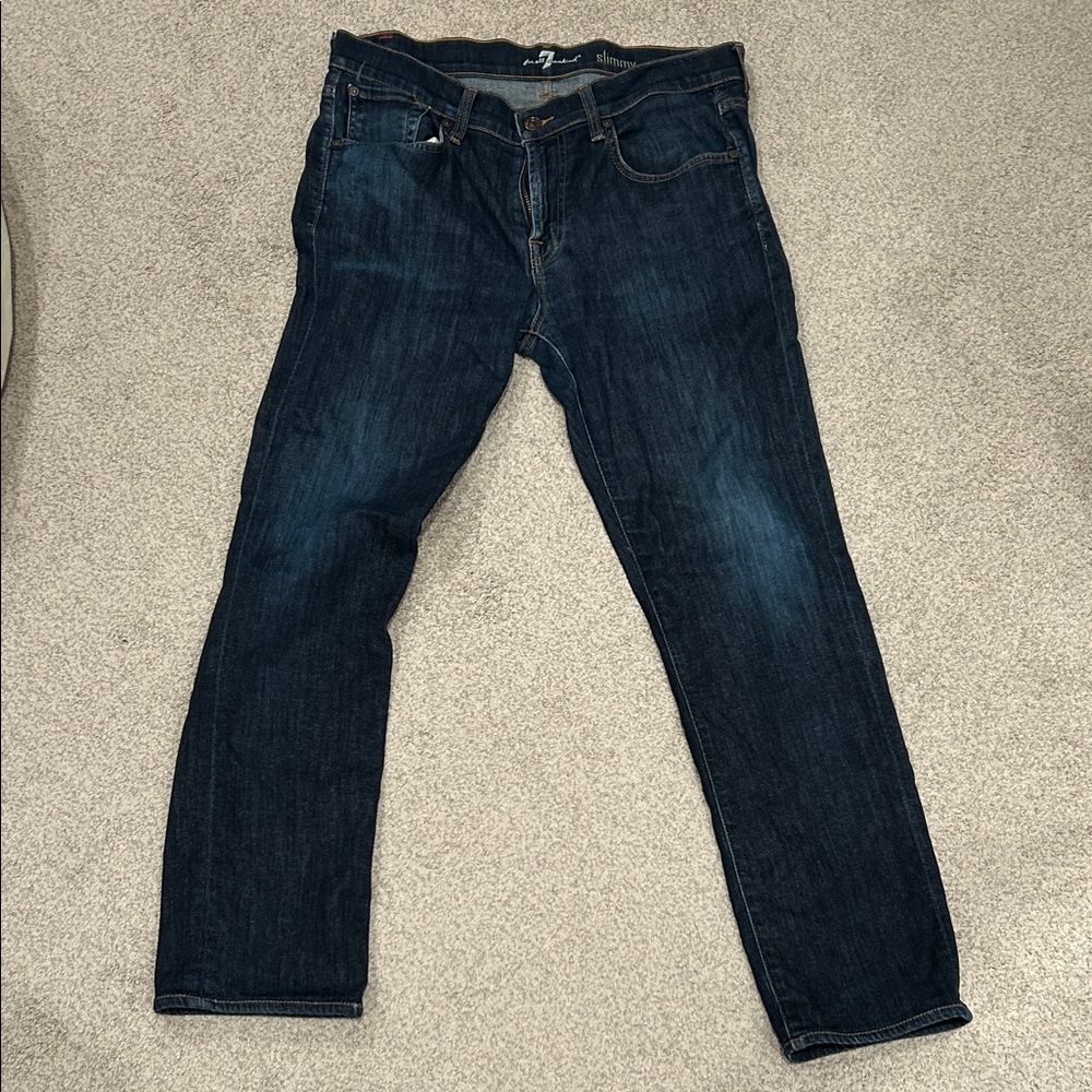 7 For All Mankind Men's Deep Indigo Slimmy Jeans